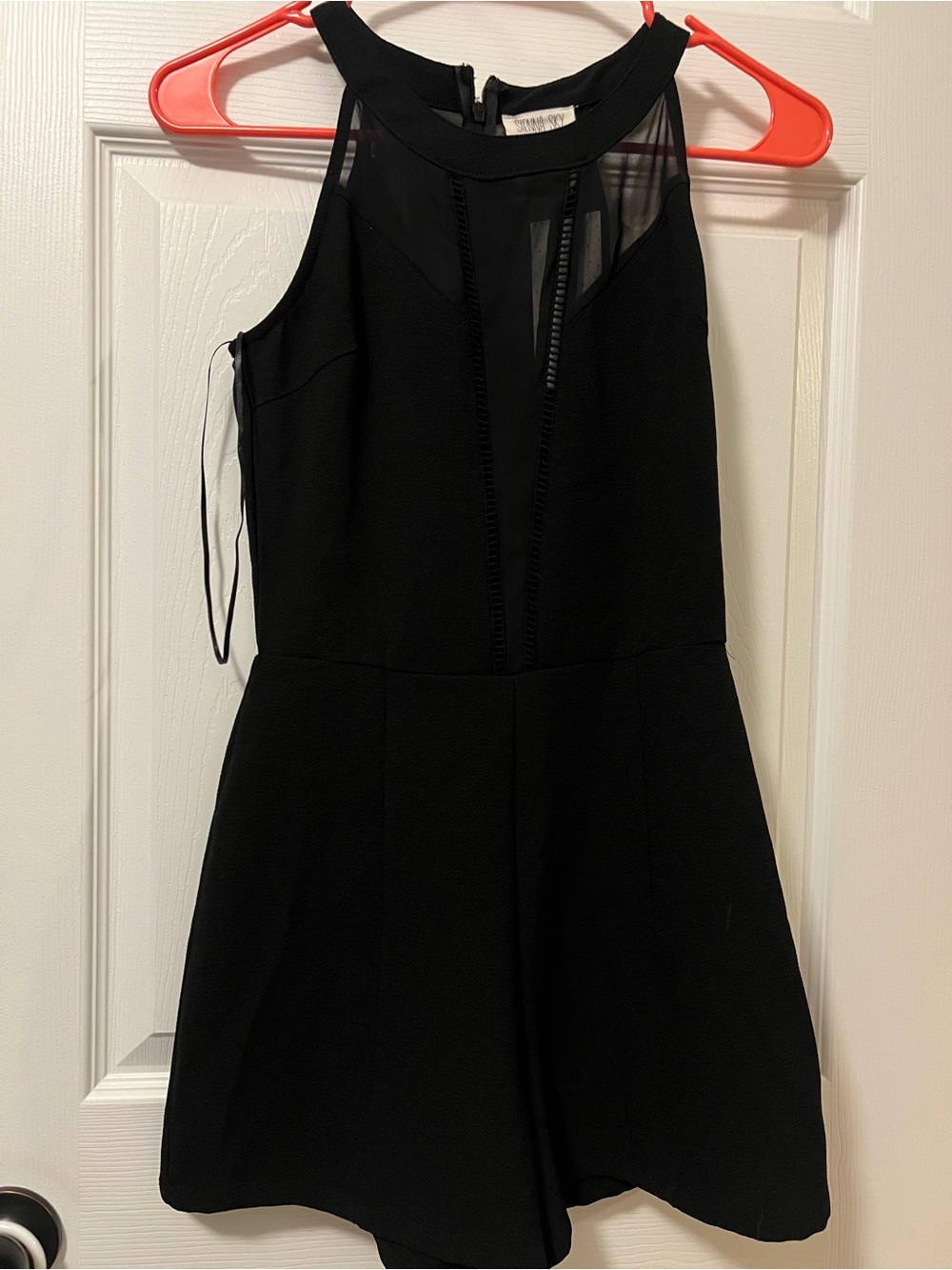 Sienna Sky Black Sleeveless Romper with Sheer Yoke